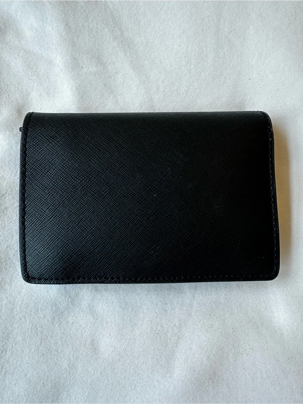 Michael Kors Black Saffiano Leather Compact Wallet Card Holder BiFold Small